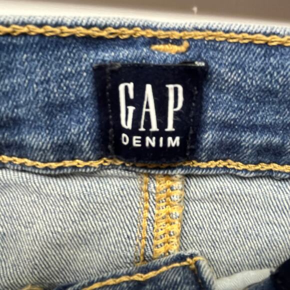 GAP Denim True Skinny High Rise Jeans W/Yellow Stripe on Side of Legs Size 31T - Picture 5 of 11